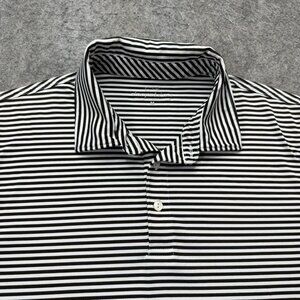 Vineyard Vines Performance Polo Shirt Men M Black White Striped Stretch